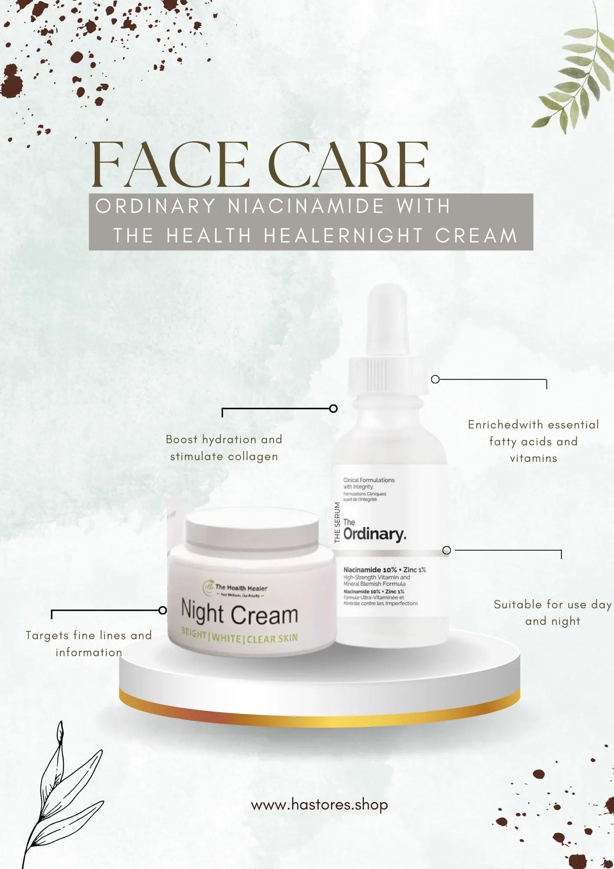 Ordinary Niacinamide With The Health Healer Night Cream HA STORE